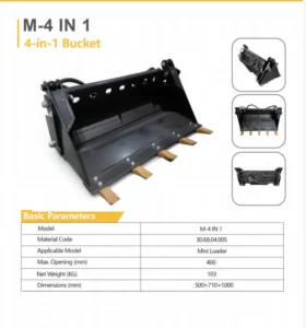 43" 4-in-1 Combo Bucket Mini Skid Steer | AGT-M-4IN1BUCKET